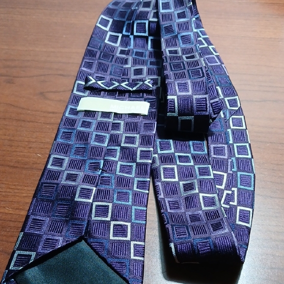 MICHAEL Michael Kors Purple and Blue Square Pattern Tie - Picture 9 of 9